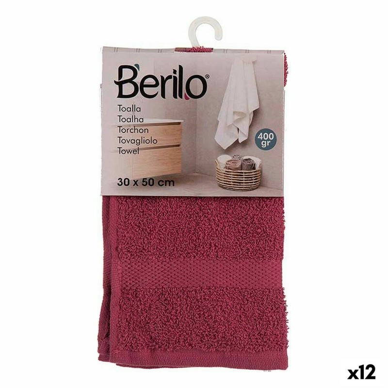 Telo da bagno 30 x 0,5 x 50 cm Rosso Granato (12 Unità)