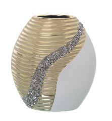 Vaso Alexandra Bianco Champagne Ceramica 12 x 21 x 23 cm