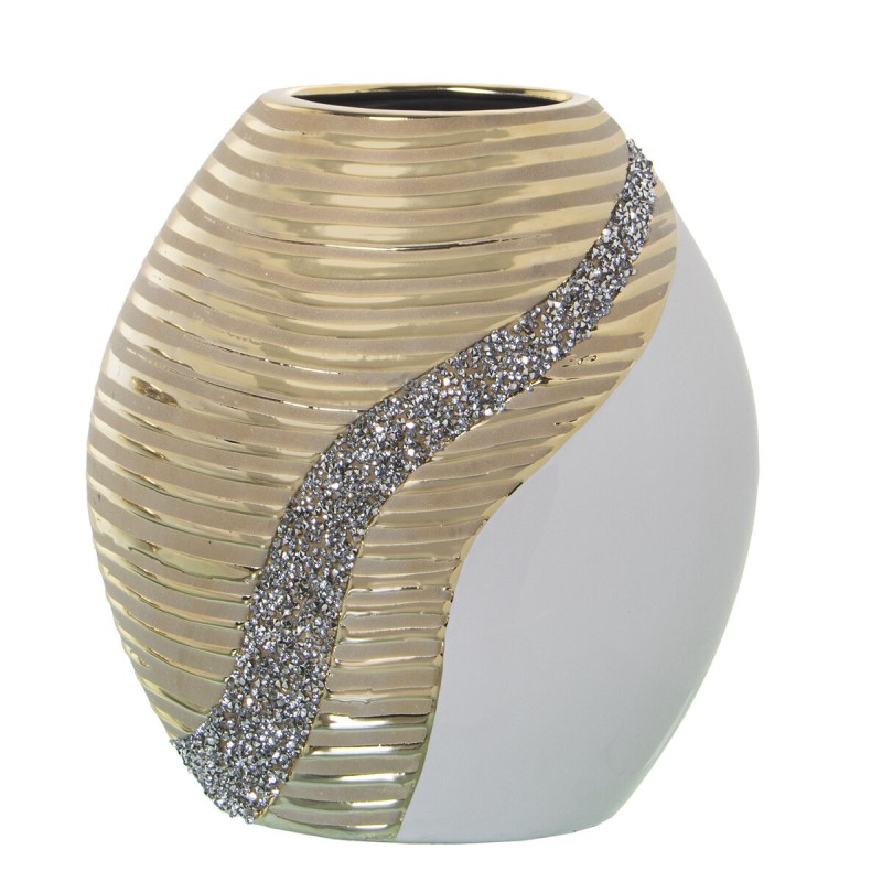 Vaso Alexandra Bianco Champagne Ceramica 12 x 21 x 23 cm