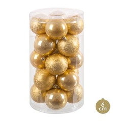 Palle di Natale Oro Dorato Plastica Ø 6 cm (20 Unità)