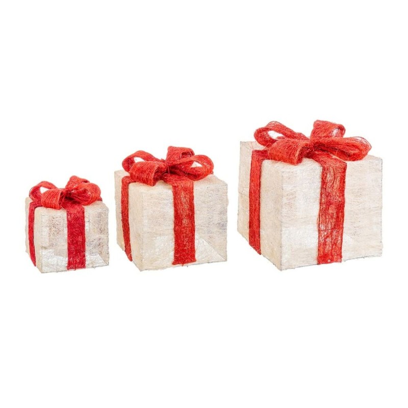 Decorazione Natalizia Metallo Fibra Pacco Regalo 25 x 25 x 31 cm (3 Unità)