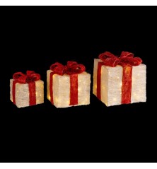 Decorazione Natalizia Metallo Fibra Pacco Regalo 25 x 25 x 31 cm (3 Unità)