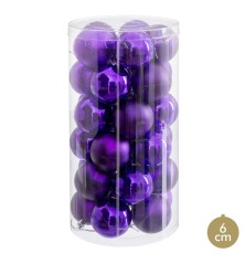 Palle di Natale Lilla Plastica Ø 6 cm (30 Unità)