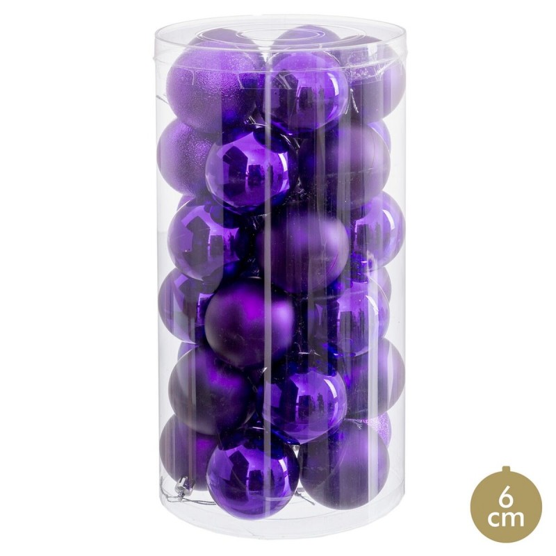 Palle di Natale Lilla Plastica Ø 6 cm (30 Unità)