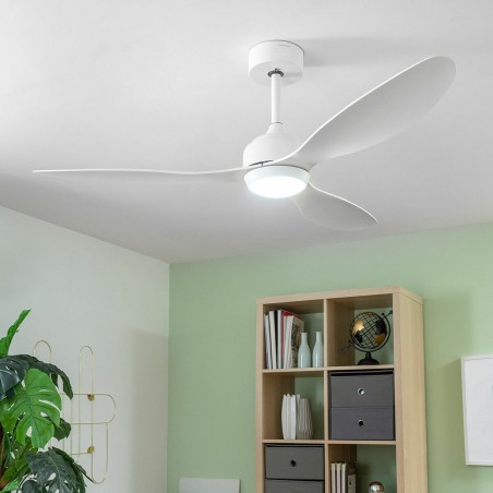 Ventilatore da Soffitto con Luce LED e 3 Pale ABS Flaled InnovaGoods Bianco 36 W 52" Ø132 cm