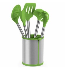 Set di Utensili da Cucina Verde Acciaio (5 Pezzi)