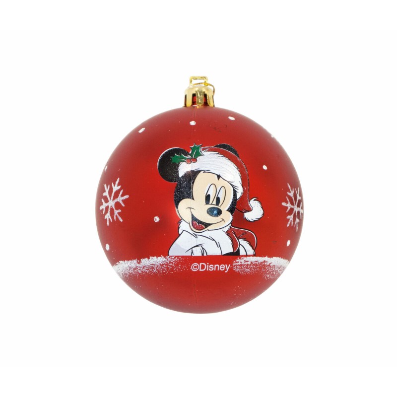 Palla di Natale Mickey Mouse 10 Unità Rosso (Ø 6 cm)