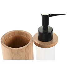 Dispenser di Sapone DKD Home Decor Nero Naturale Bambù polipropilene