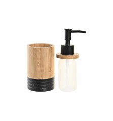 Dispenser di Sapone DKD Home Decor Nero Naturale Bambù polipropilene