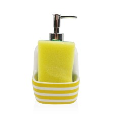 Dispenser di Sapone Versa Giallo Ceramica Righe 9,4 x 17,8 x 10,5 cm