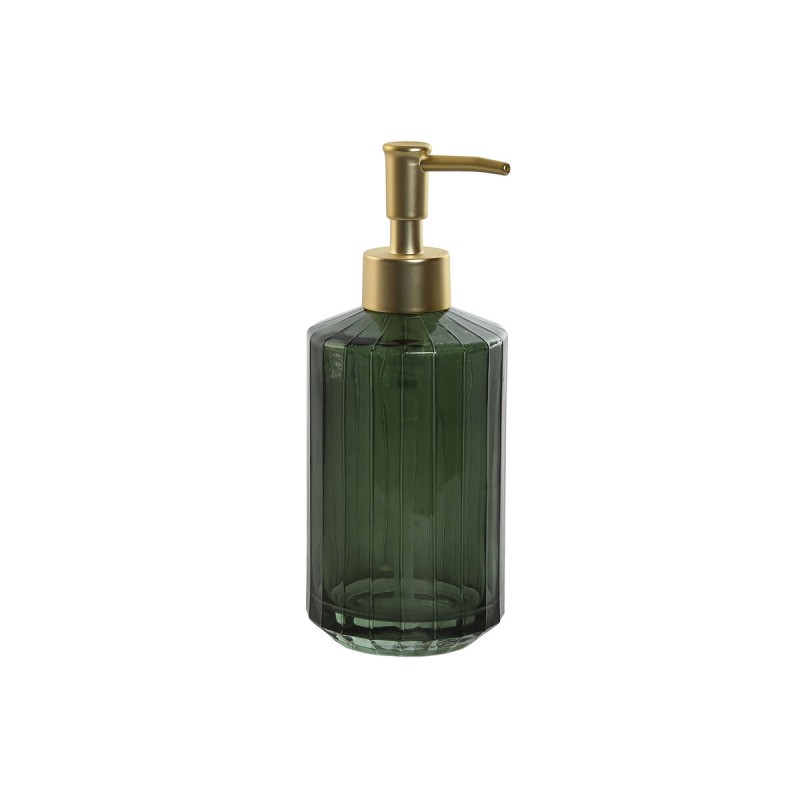 Dispenser di Sapone Home ESPRIT Verde Dorato Alluminio Cristallo ABS 8 x 8 x 19,5 cm