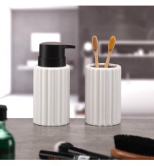 Dispenser di Sapone Versa Bianco Ceramica Bambù