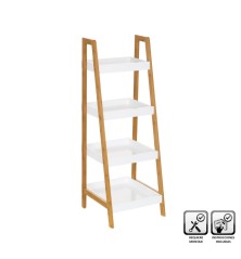 Scaffale da Bagno Bianco Naturale 35 x 34 x 98 cm