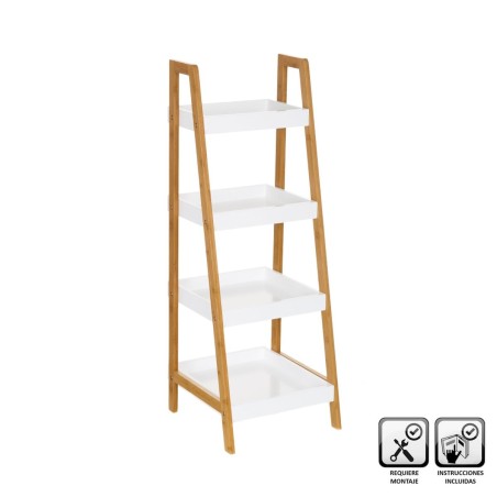 Scaffale da Bagno Bianco Naturale 35 x 34 x 98 cm