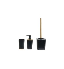 Set da Bagno Nero Bambù 11,5 x 11,5 x 38 cm