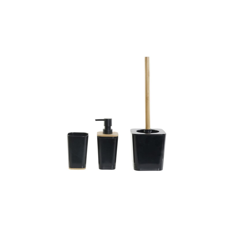 Set da Bagno Nero Bambù 11,5 x 11,5 x 38 cm