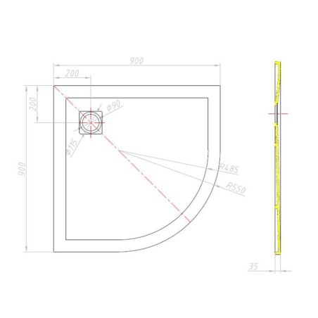 Piatto Doccia Resina effetto pietra semicircolare 90x90