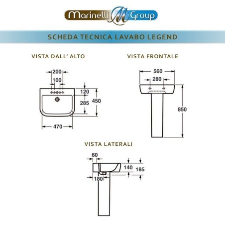 Lavabo a colonna ceramica Leges