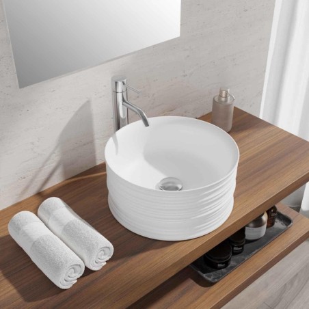 Lavabo da appoggio circolare con decorazioni