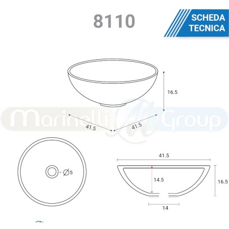 Lavabo da appoggio circolare bianco semplice