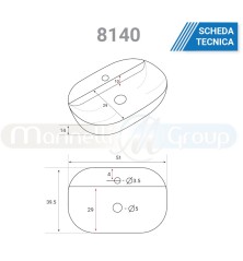 Lavabo da appoggio ovale Apollon con foro mix