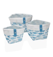 Set di Cestini Versa Aqua Tessile 14 x 14 x 14 cm