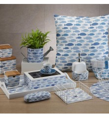 Set di Cestini Versa Aqua Tessile 14 x 14 x 14 cm