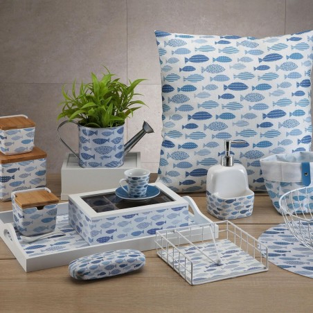 Set di Cestini Versa Aqua Tessile 14 x 14 x 14 cm