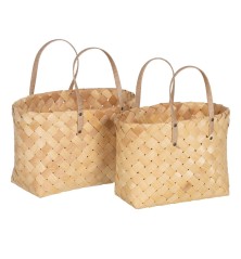 Set di Cestini Naturale Legno 50 x 22 x 28 cm (2 Unità)