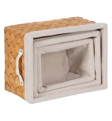 Set di Cestini Naturale Legno Tessuto 39,5 x 30 x 24 cm (3 Unità)