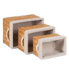 Set di Cestini Naturale Legno Tessuto 39,5 x 30 x 24 cm (3 Unità)