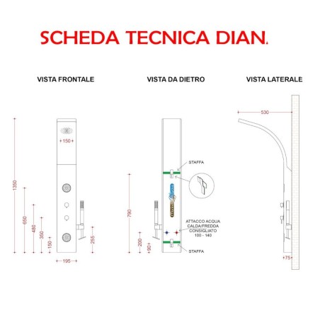 Colonna Doccia Idromassaggio Dian pvc bianco