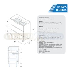 Mobile Bagno Alka da terra con lavabo 80cm