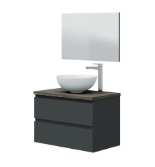 Mobile Bagno 80cm sospeso con bacinella grigio