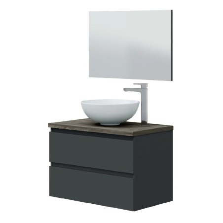 Mobile Bagno 80cm sospeso con bacinella grigio