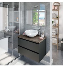 Mobile Bagno 80cm sospeso con bacinella grigio