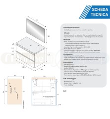 Mobile Bagno 80cm sospeso con bacinella grigio