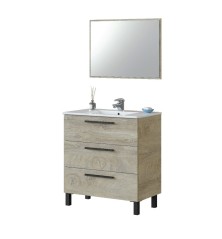 Mobile Bagno a terra 3 cassetti specchio e lavabo 80cm