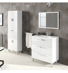 Composizione Bagno a terra con colonna armadio 80cm