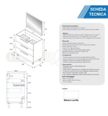 Composizione Bagno a terra con colonna armadio 80cm