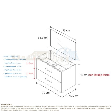 Composizione bagno Lindas con colonna 80cm