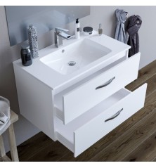 Mobile Bagno Lindas con lavabo e specchio 2 modelli 80cm