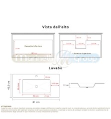 Mobile Bagno Lindas con lavabo e specchio 2 modelli 80cm