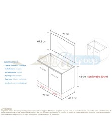 Mobile Bagno Brums con lavabo e specchio e modelli 80cm