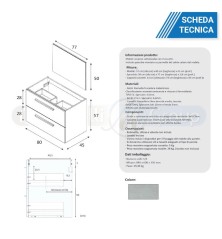 Mobile o Composizione bagno Daphne grigio 2 modelli 80cm