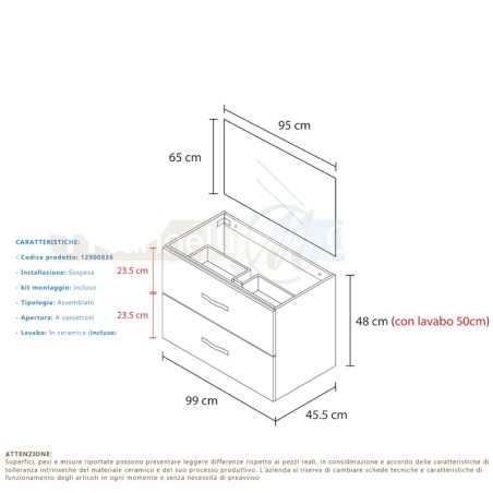 Composizione Bagno Lindas con colonna 100cm