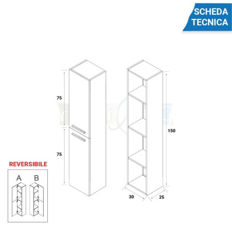 Composizione Bagno Lindas 2 modelli con colonna 120cm