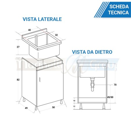 Lavatoio 1 anta 50x50 3 modelli