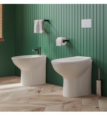 Set Wc e Bidet filomuro Sigm a terra in ceramica