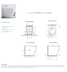 Set Wc e Bidet Moden a terra filomuro in ceramica